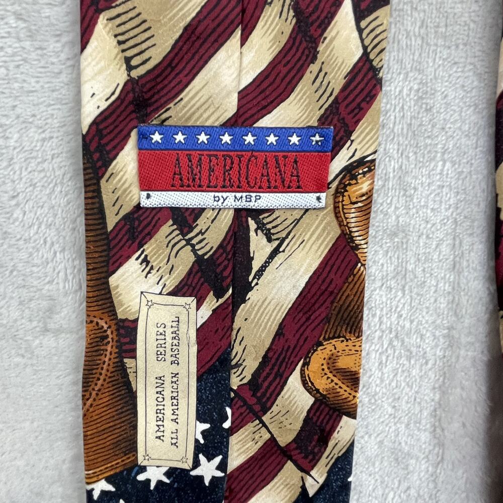 Tango by Max Raab Men's Tie Americana Series All American Baseball 100% Silk - Picture 5 of 7